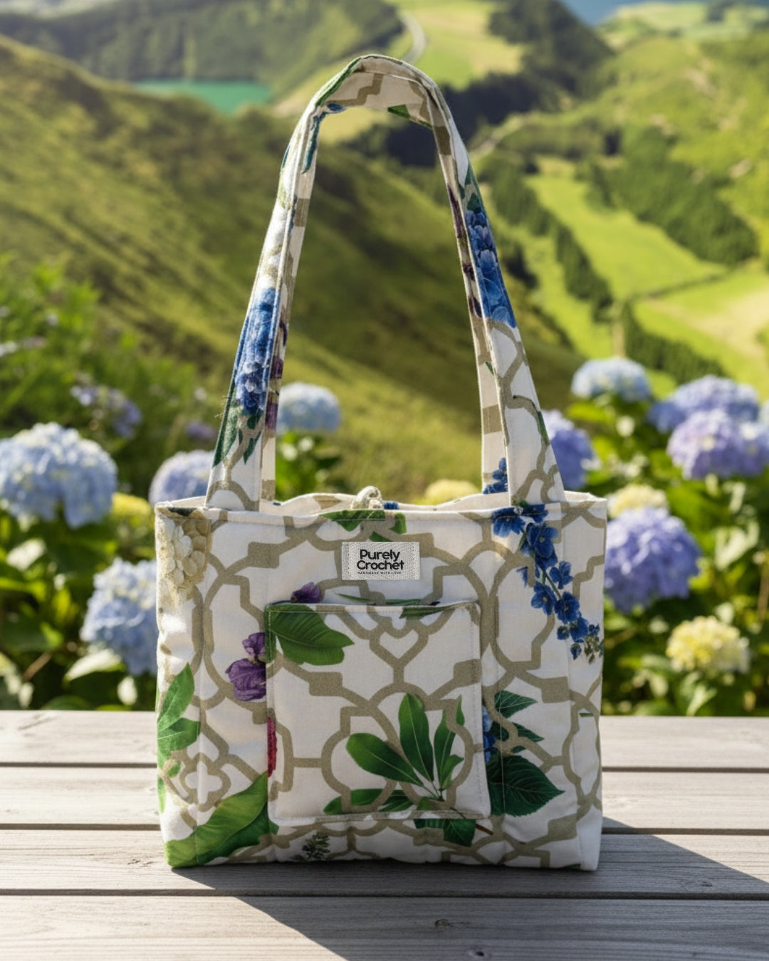 Tote Bag com bolso & suporte para chaves
