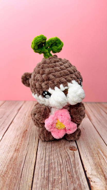 Lontra de Croché com Flor