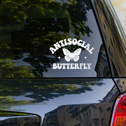 Adesivo de vinil para carro - Antisocial Butterfly no carro