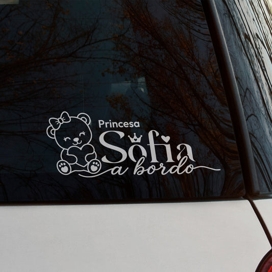 Adesivo bebé a bordo com nome personalizado