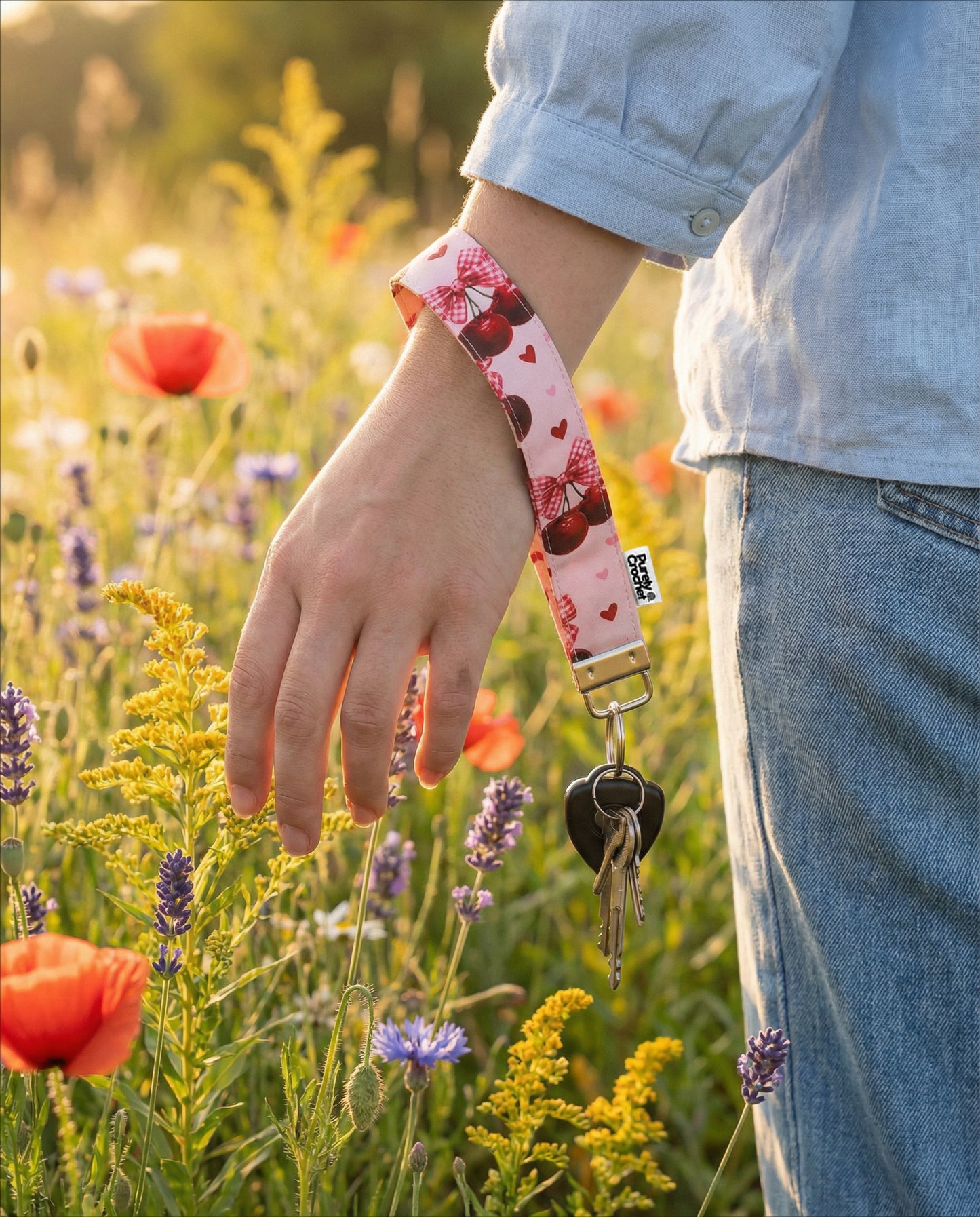 porta-chaves rosa cereja