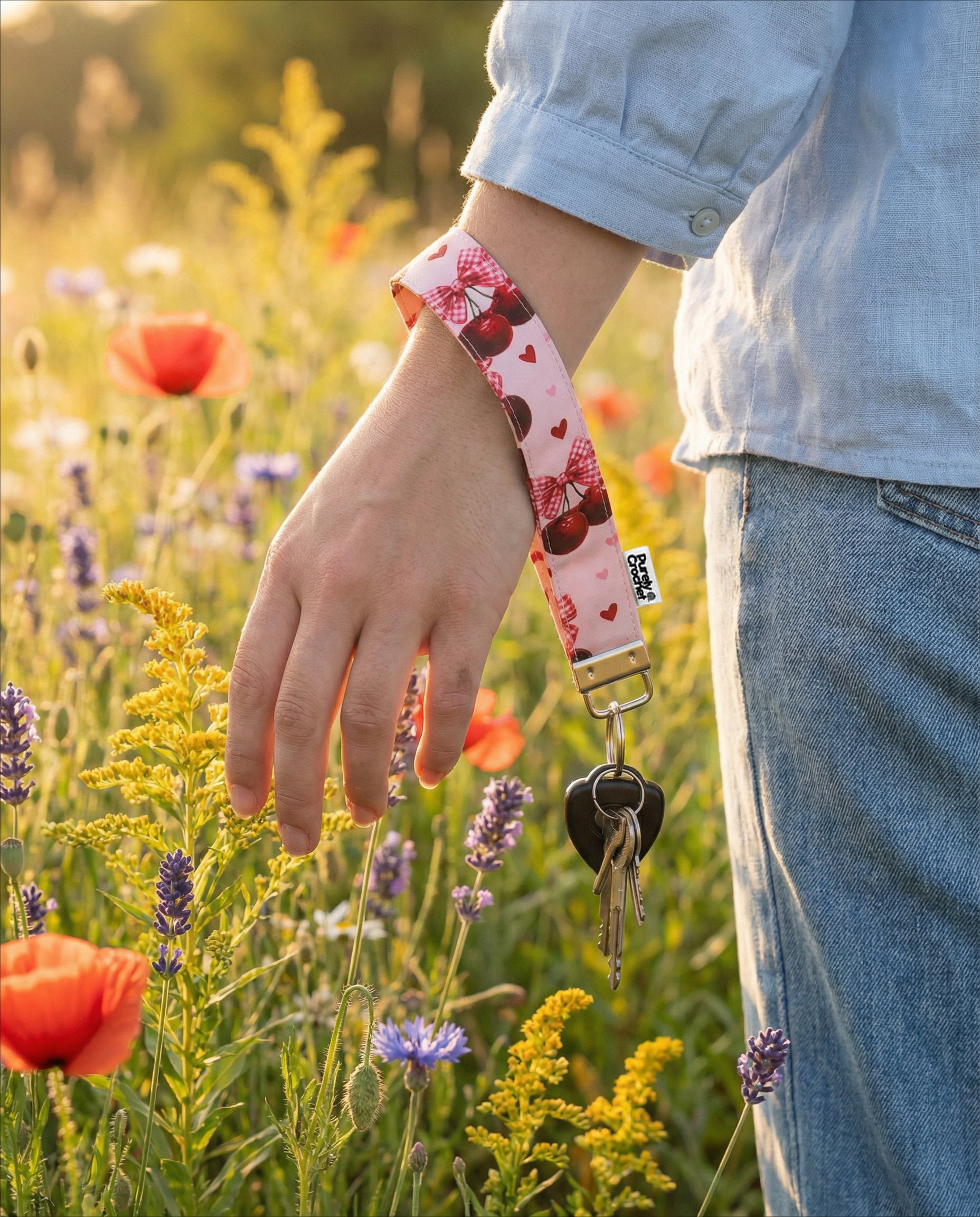 porta-chaves rosa cereja