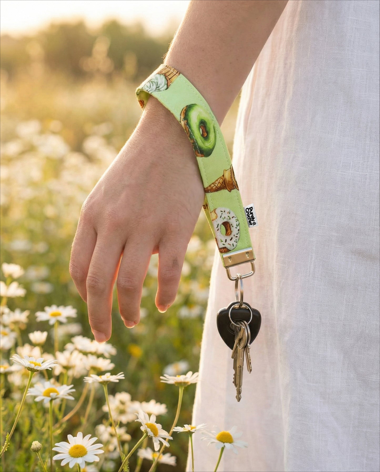 porta-chave verde donuts e gelado